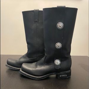 Harley Davidson Black Square Toe Motorcycle boots
